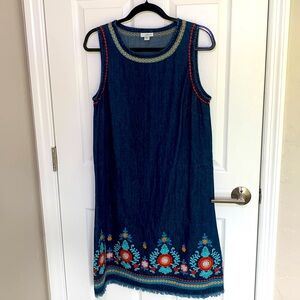 J Jill Denim embroidered sheath dress size small